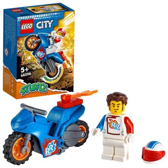 LEGO® 60298 City Stuntz La Moto de Cascade Fusée, Moto à Rétrofriction Jouet pour Enfant dès 5 ans avec Figurine Rocket Racer