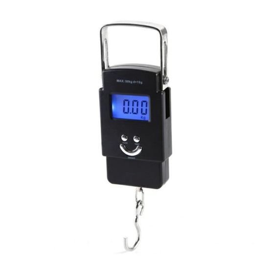 Balance Électronique De Pêche 50 Kg – Pèse-Poisson Portable LCD Rétroéclairé Avec Crochet Solide Et Piles Incluses
