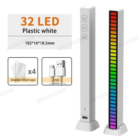 Lampe a poser,Bande lumineuse LED RGB,contrôle du son et de la musique,capteur  de rythme,lampe d'ambiance- 16LED Black USB - Cdiscount Maison