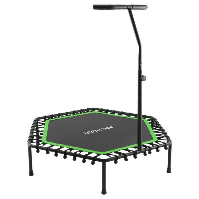 Trampoline fitness - Trampoline intérieur et de jardin - Poignée réglable - Poids Utilisateur Max 220 lb - Vert
