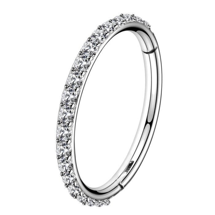 OUFER 18G Piercing Helix Hoop Piercing Orielle Cartilage Articulés en Acier Inoxydable 316L Ligne CZ Anneau du Nez Piercing Septum