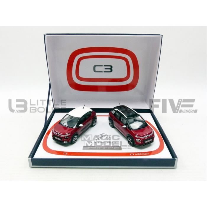 Voiture Miniature de Collection - NOREV 1/43 - CITROEN Coffret C3 et C3 Aicross - 2017 - Red - 155329