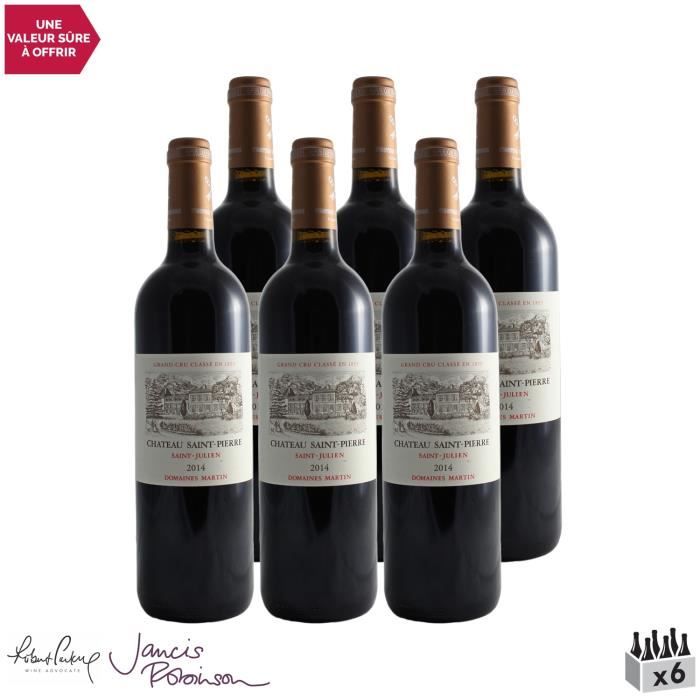 Château Saint-Pierre Rouge 2014 - Lot de 6x75cl - Vin Rouge de Bordeaux - Appellation AOC Saint-Julien - 17-20 Jancis Robinson - Cép