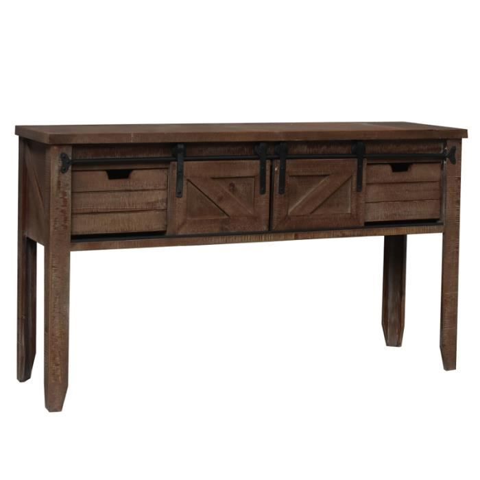 Console Table de Drapier Industrielle Campagne avec Portes Coulissantes 140 cm