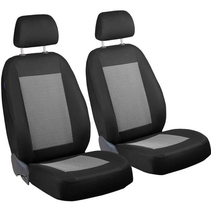 HOUSSES DE SIEGE POUR TOYOTA HILUX - Housses Avant - Premium Noir Blanc Traits