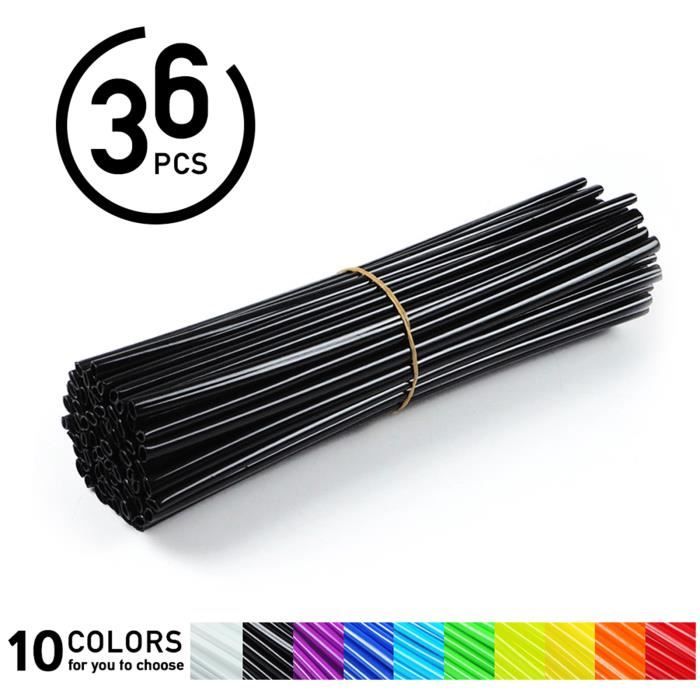 LES® 36Pcs 24cm Couvres Rayons Noir Protecteur Roue Rai Spoke pour Motocross Moto Enduro 117211