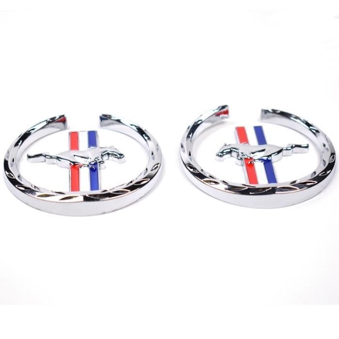 Rouge -Autocollants 3D en métal pour Ford Mustang, 1 paire, autocollant de porte latérale, coffre arrière, accessoires de style