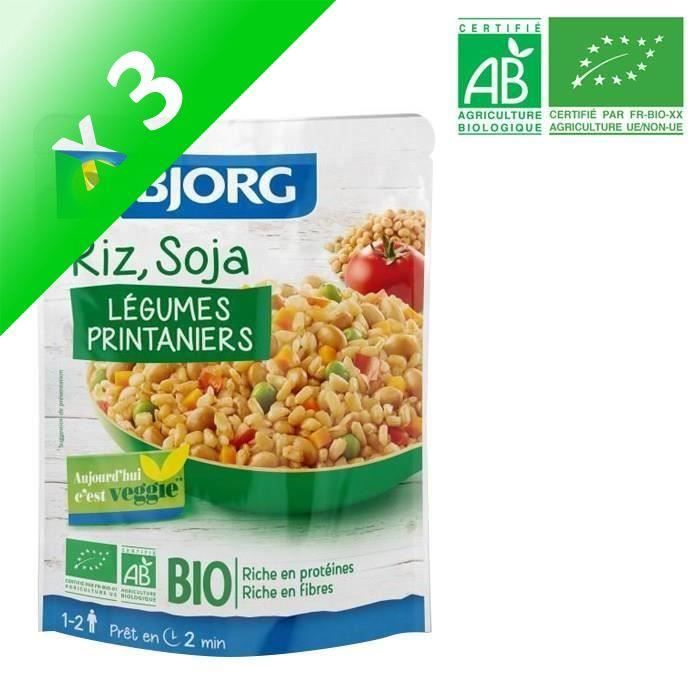 BJORG Riz Soja légumes Doypack Bio 250g (Lot de 3)