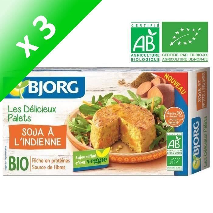 BJORG Palets Soja a l'Indienne Bio 200g (Lot de 3)