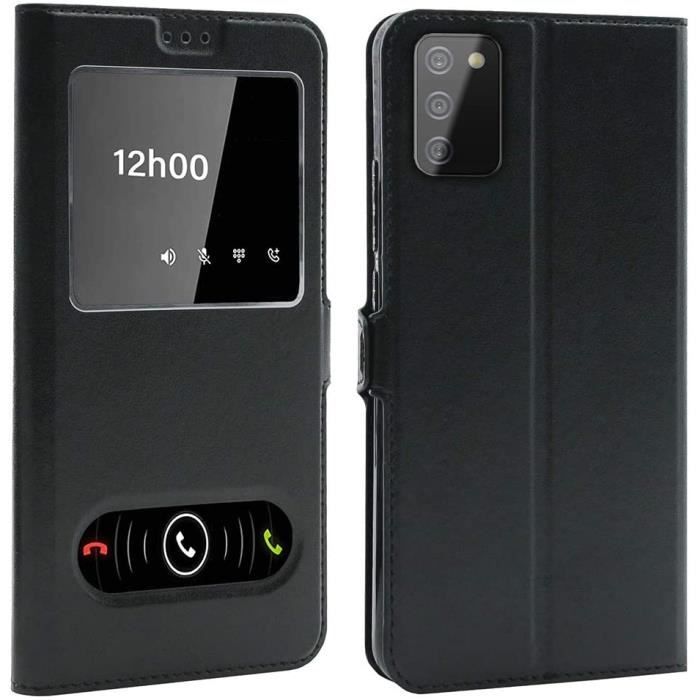 Coque Samsung Galaxy A03s (6,5 Pouces), Double Fenêtre - Noir