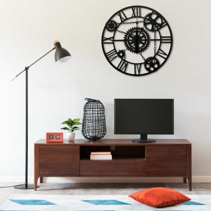 Horloge murale Noir 80 cm Métal HB321456 -RAI