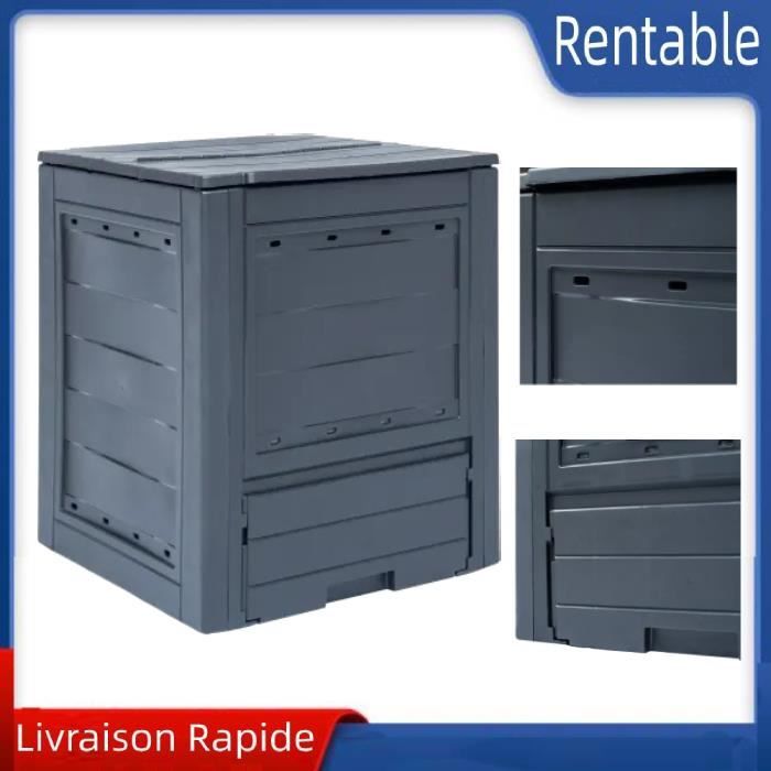 yuehuuroom© Compostage Bac à compost de jardin Gris 60x60x73 cm 260 L