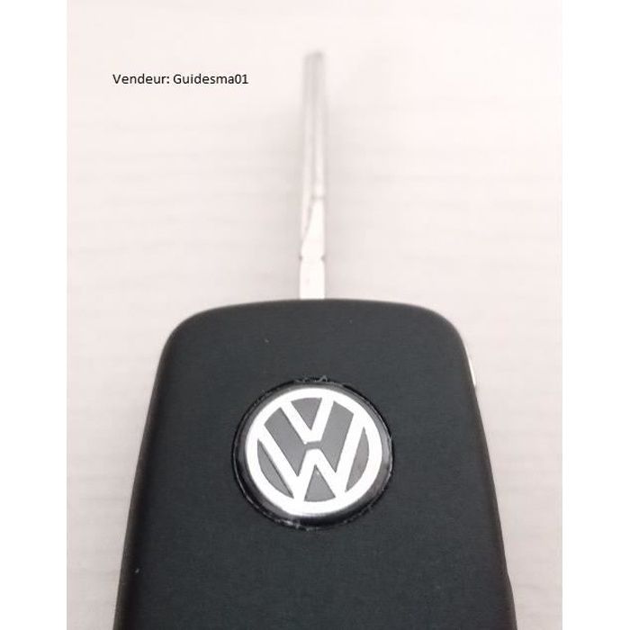2 Logo Coque Clé Clefs VW 14mm Diamètre Noir Embleme Autocollant Voiture FR Vendeur Guidesma01