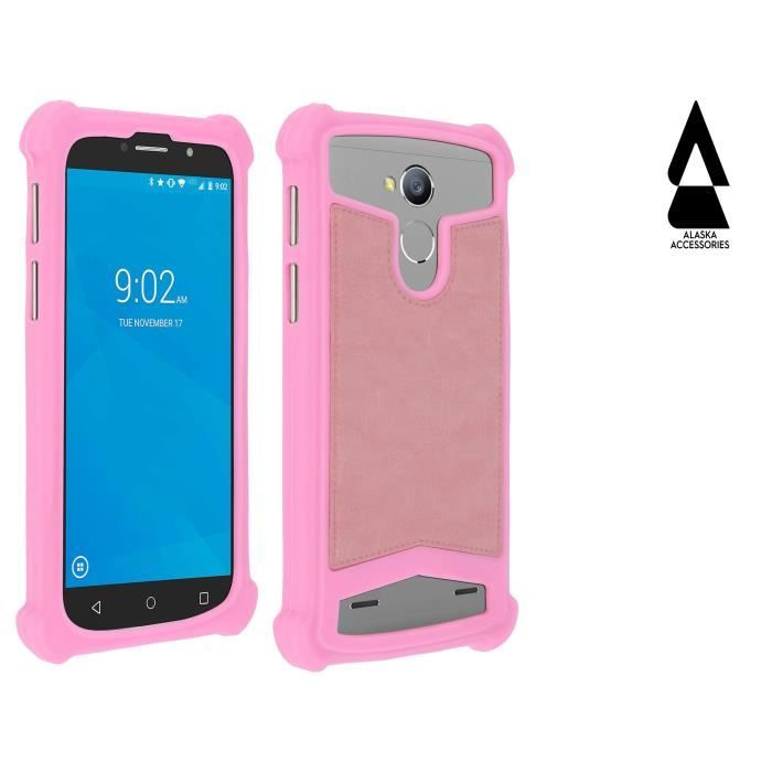 Coque Bumper Folio Adaptable Neffos Y50 Rose