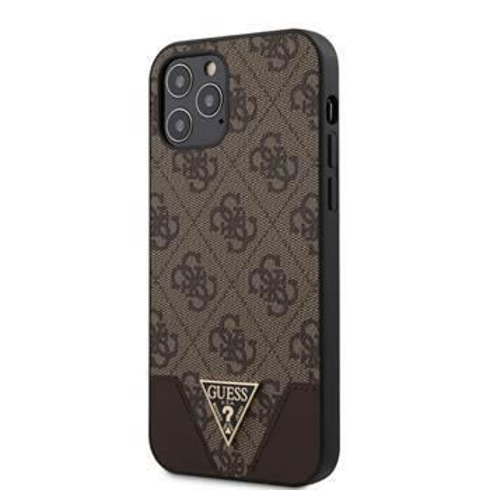 Coque Guess 4G Triangle pour iPhone 12 -12 Pro 6,1'' marron