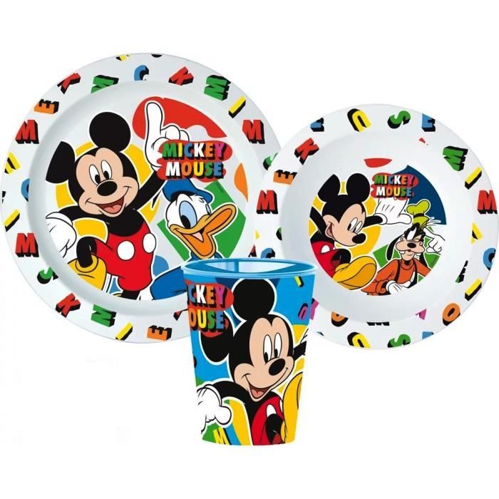 Set repas Mickey Micro onde gobelet assiette verre réutilisable GUIZMAX