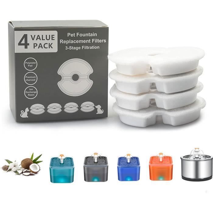 Hautstore Filtres 4 pièces pour Fontaine d'eau de Fleur de Fontaine de Chat , adapté à la Fontaine de Chat/Chien en Acier Inoxydable
