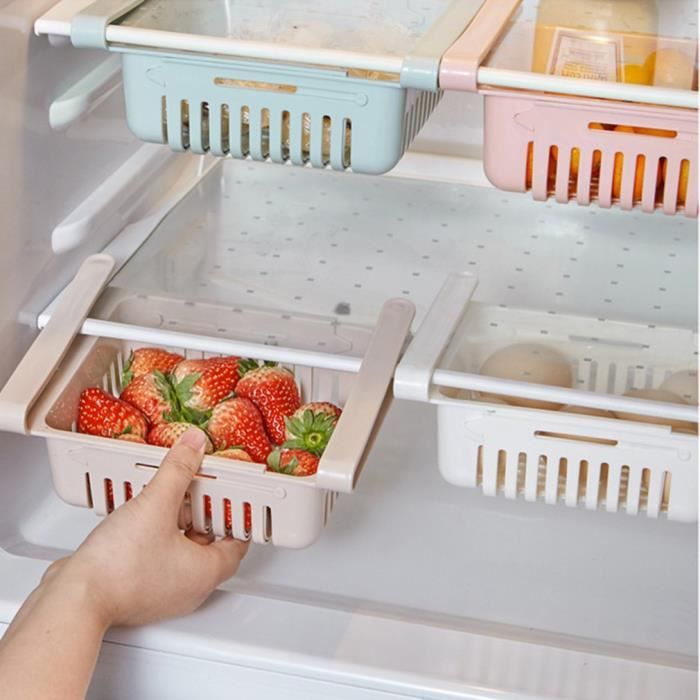 Tiroir de Frigo Stockage de fruit de légume de réfrigérateur Rangement panier Téléscopique Organisateur de Frigo