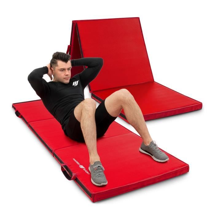Marbo Sport Tapis Pliant Stable avec Fermeture Velcro 180 x 60 x 5 cm Rouge