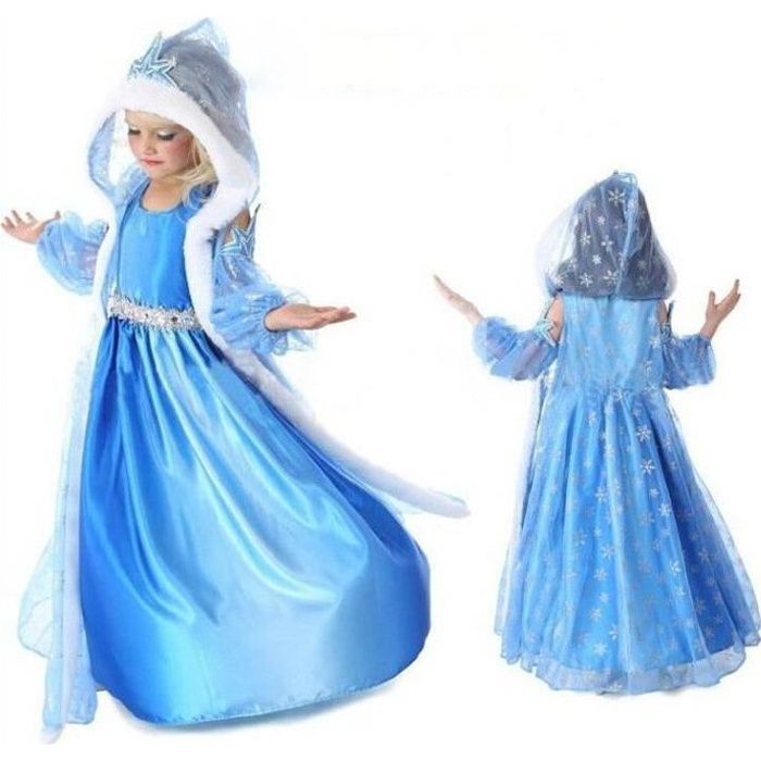 Robe Elsa Déguisement Reine des Neiges avec Cape Hiver