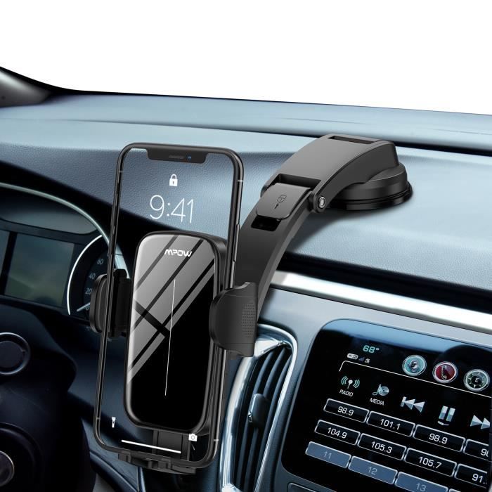 Mpow Support Telephone Voiture pour Tableau de Bord Pare-Brise, Ventouse Forte en Gel Collant Compatible avec Smartphone et GPS Appa