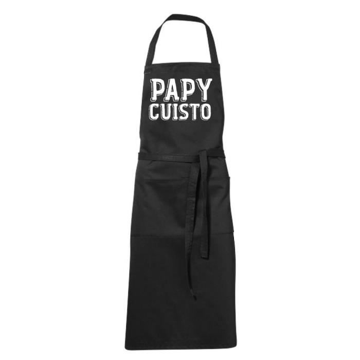 Tablier de cuisine noir Humoristique - PAPY CUISTO - fete des Pères