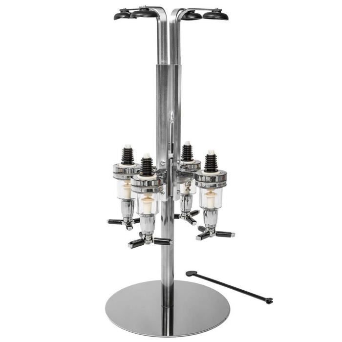 TECTAKE Support pour 4 Bouteilles Design avec Doseur Alcool 1,5 oz (43 ml) en Aluminium