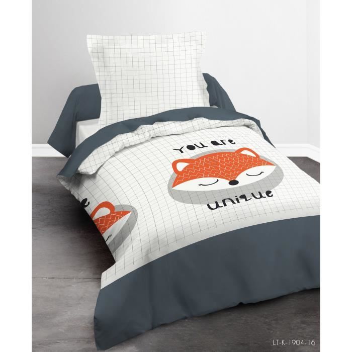 TODAY Parure de couette Happy Fox - Coton - 140 x 200 cm