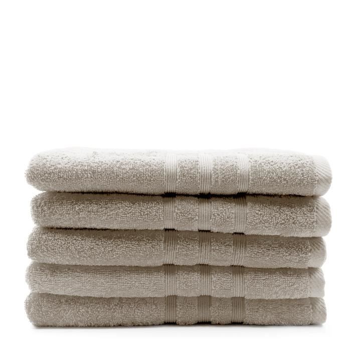 TODAY Lot de 5 Draps de bain Mastic - 70 x 130 cm - 100% coton