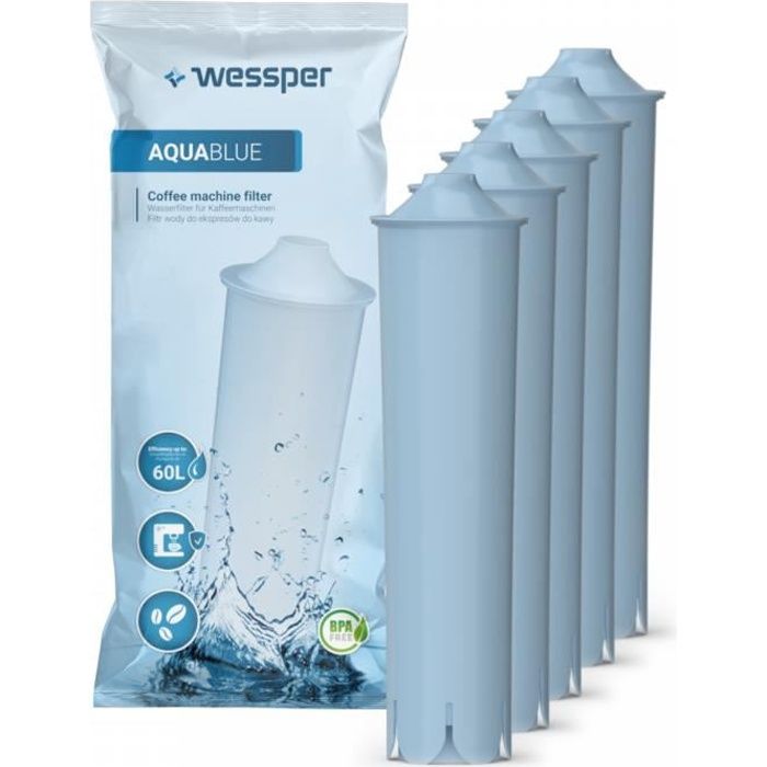 5X Wessper Filtre à eau, pièces de rechange pour cafetiere Jura (Jura Blue) compatible avec les séries GIGA, ENA, ENA Micro, IMPRESS