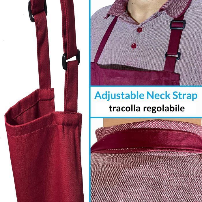 Tablier De Cuisine LEFUNDA Étanche - 3 Poches - Réglable Homme/Femme - 65x85cm - Polyester/Coton