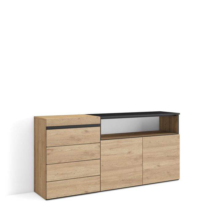 Commode Buffet Armoire Meuble de Rangement 157x35x75 cm Chambre à coucher pièce Chêne RF3433 Commode Buffet Armoire Meuble de Rangement 157x35x75 cm Chambre à coucher pièce Chêne RF3433