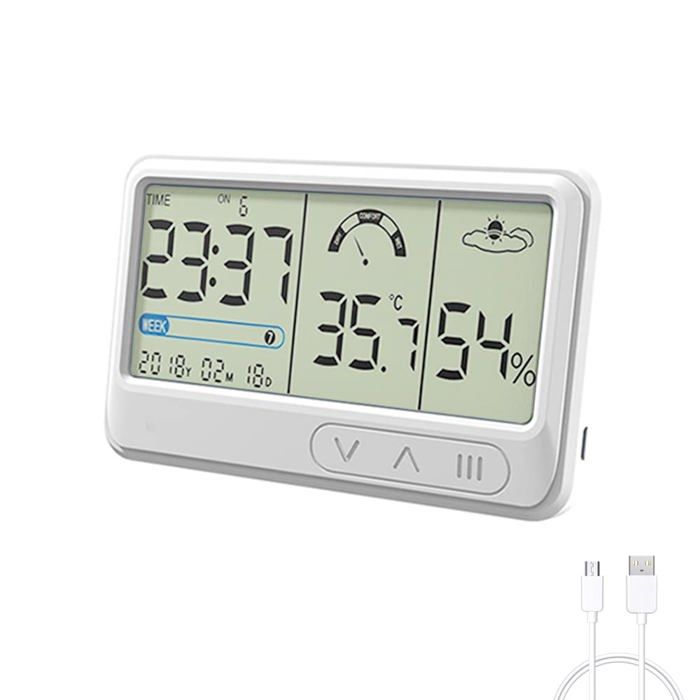 Meilleurs prix pour Thermomètre hygromètre d'intérieur numérique avec rétroéclairage tactile pour la maison, le bureau et la serre