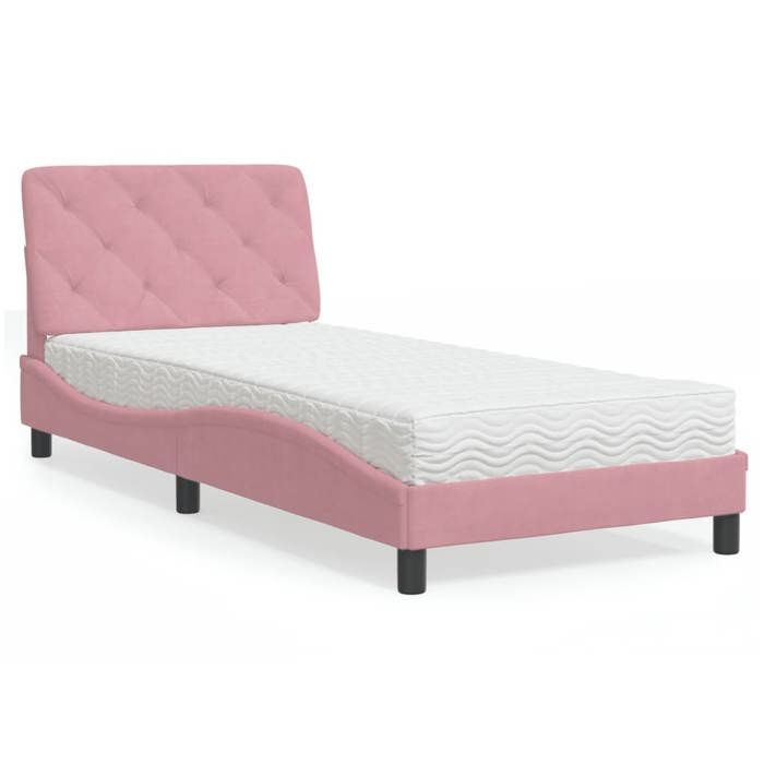vidaXL Lit avec Matelas Lit Rembourré avec Coussin de Tête de Lit Lit Simple Lit Adulte de Chambre à Coucher Intérieur 3208633