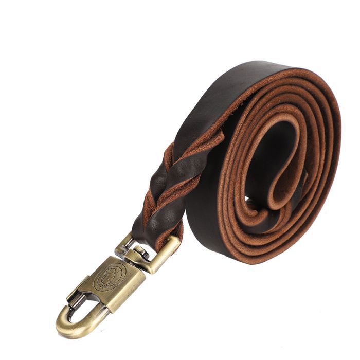 Comparer les prix de Laisse en cuir pour chien - Non spécifié - 25 x 150 cm - Marron - Chaîne tressée - Durable