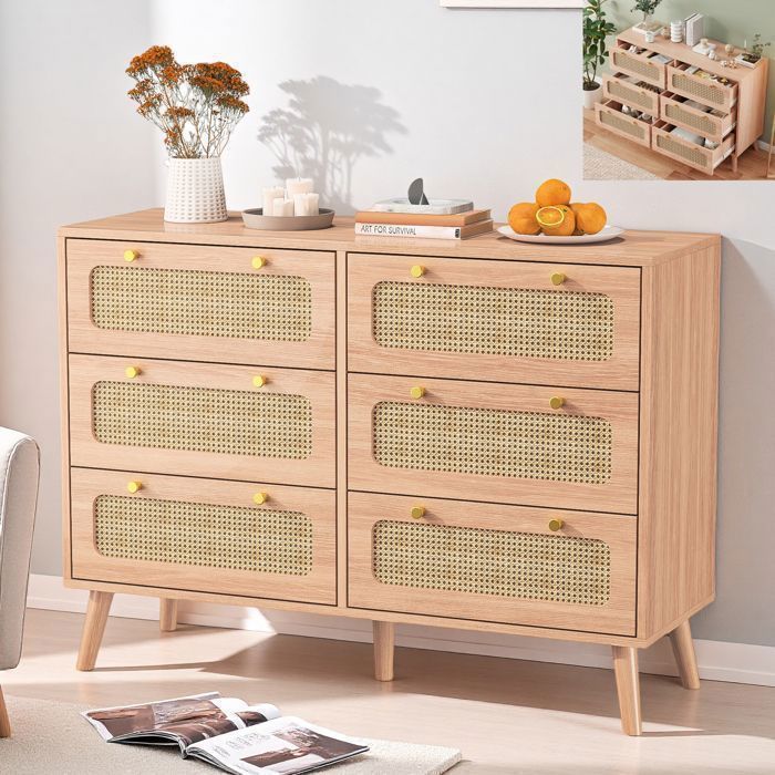 LEWW - Commode moderne salon chambre - 6 Tiroirs - Meuble de rangement - Commode de chambre pour ...