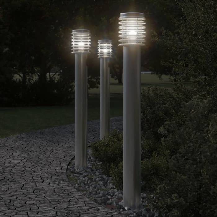 vidaXL Lampadaires d'extérieur 3 pcs 110 cm acier inoxydable éclairage au sol d'extérieur éclairage au sol de 4006360