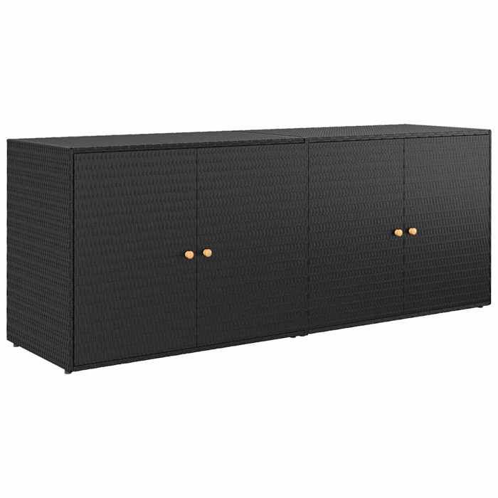 Armoire de rangement jardin - mango - grande espaces - Noir 198x555x80 cm Résine tressée M520