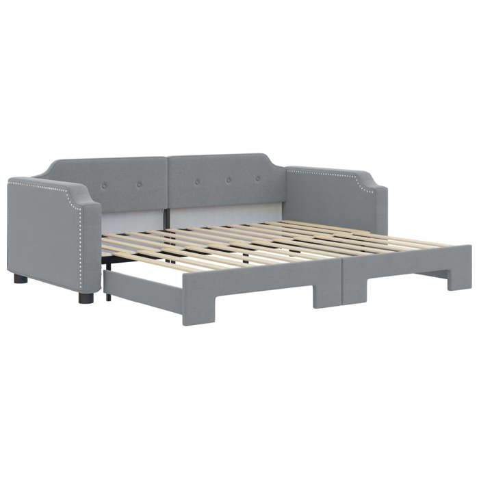 Lit simple Contemporain Banquette lit/Lit de jour avec gigogne sans matelas gris clair 90x200 cm - 1 Place SP12135BED47874153