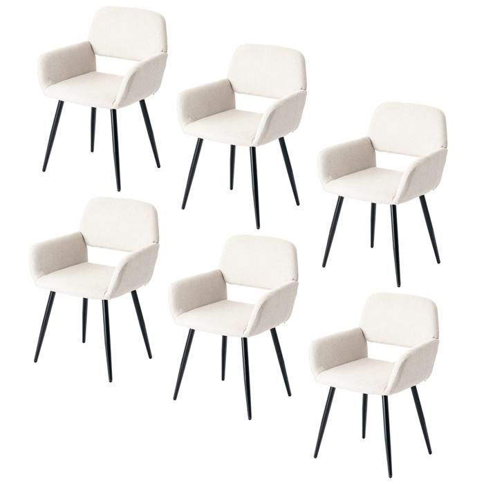 URBAN MEUBLE - Lot de 6 - Chaises de salle à manger - Tissu beige - Pieds noirs - Style scandinave URBAN MEUBLE - Lot de 6 - Chaises de salle à manger - Tissu beige - Pieds noirs - Style scandinave