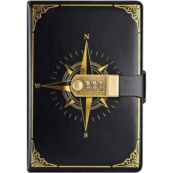 MSA Journal Intime Avec Serrure à Combinaison – Carnet Cuir 224 Pages, Marque-pages, Porte-stylo Et 62 Autocollants – Idée Cadeau