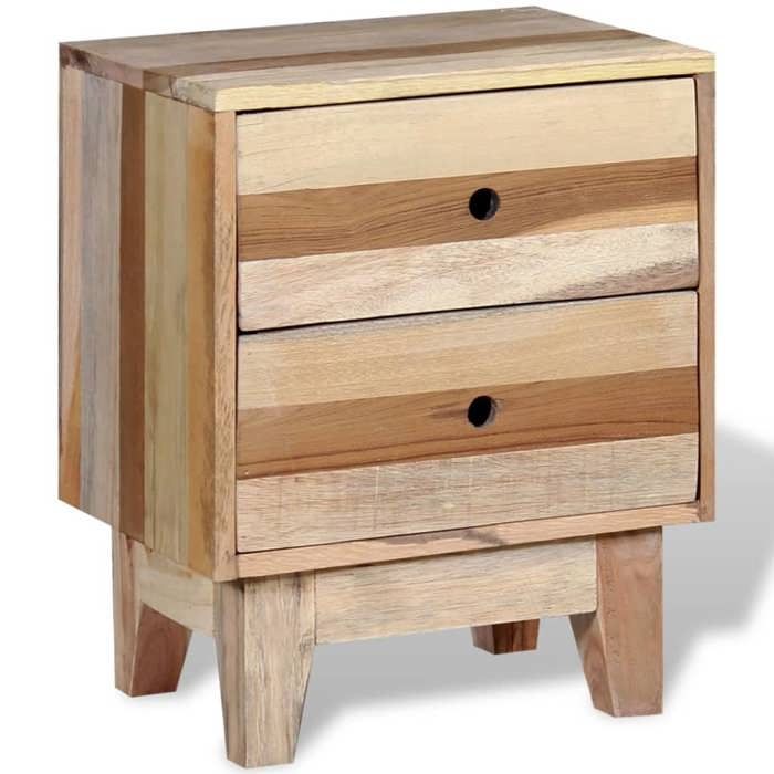 Table de chevet - vidaXL - Bois de récupération - 2 tiroirs - Beige - Vintage