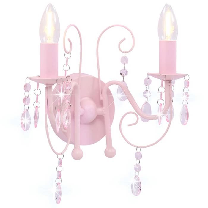 Applique murale - vidaXL - Rose - 2 ampoules E14 - Perles scintillantes