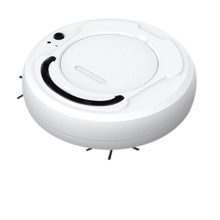 Aspirateur robot bac à poussière de 400 ml 1200 mAh USB évitement automatique des obstacles faible niveau sonore blanc