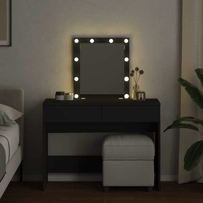 Coiffeuse avec LED - vidaXL - Noir - 100x40x130 cm - 2 tiroirs - Miroir avec LED - Bois dingénierie - Charge max 35 kg