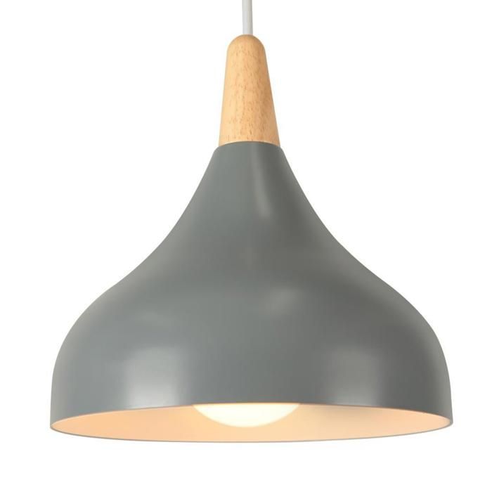 WOTTES 1 x Lustre Suspension Rétro Luminaire Moderne Style Goutte Chapeau Plafonnier E27 Métal Gris brillant pour Salon