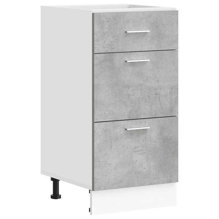 Meuble bas de cuisine - GKO - Gris béton - 40x46x81.5 cm - Bois dingénierie - Capacité totale 50 kg - Pieds réglables