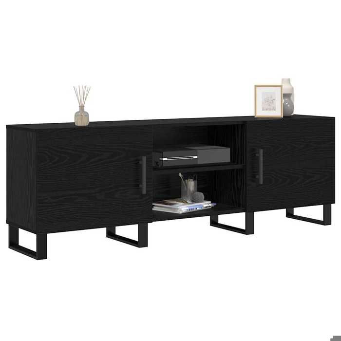 PROMOTION Console TV VENT-FLASH - Banc TV Scandinave - Meuble TV Chêne noir 150x30x50 cm Bois dingénierie 349575