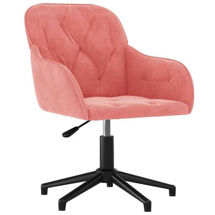 Fauteuil pivotant de bureau en velours - CLARENCE - Rose - 56x61 5x(72-80) cm - Hauteur réglable - Pivotement à 360°