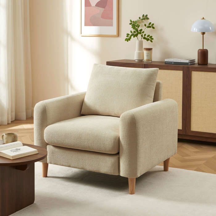 Fauteuil fixe CALIBA 1 place tissu chenille taupe Fauteuil fixe CALIBA 1 place tissu chenille taupe